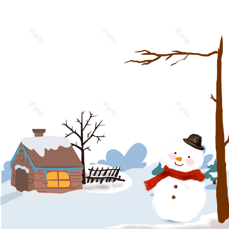 卡通图片,积雪元素,手绘插画PNG,雪花免抠素材
